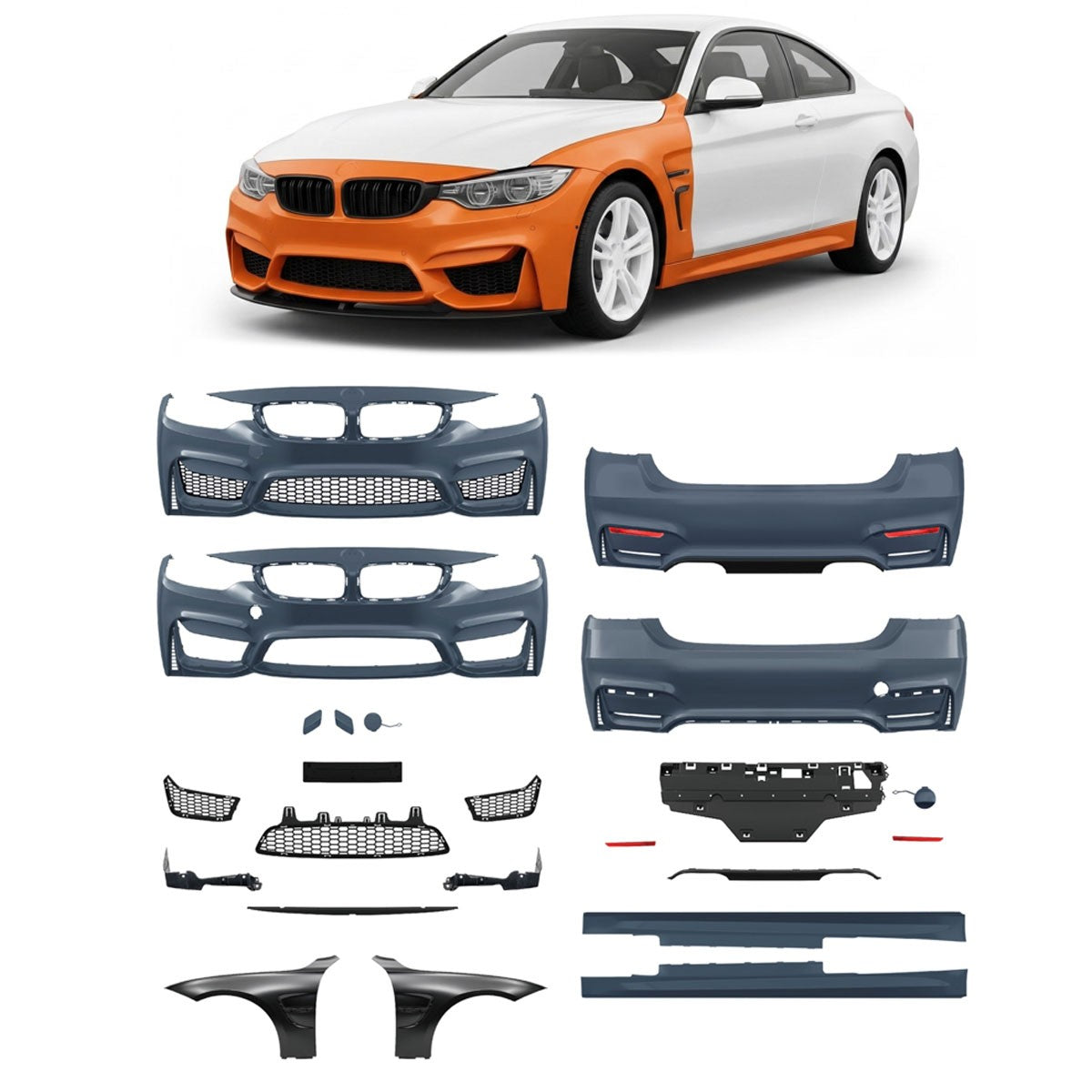 Bodykit Stoßstangen-Set mit Kotflügeln passend für BMW 4er F32 F33 2013-2021