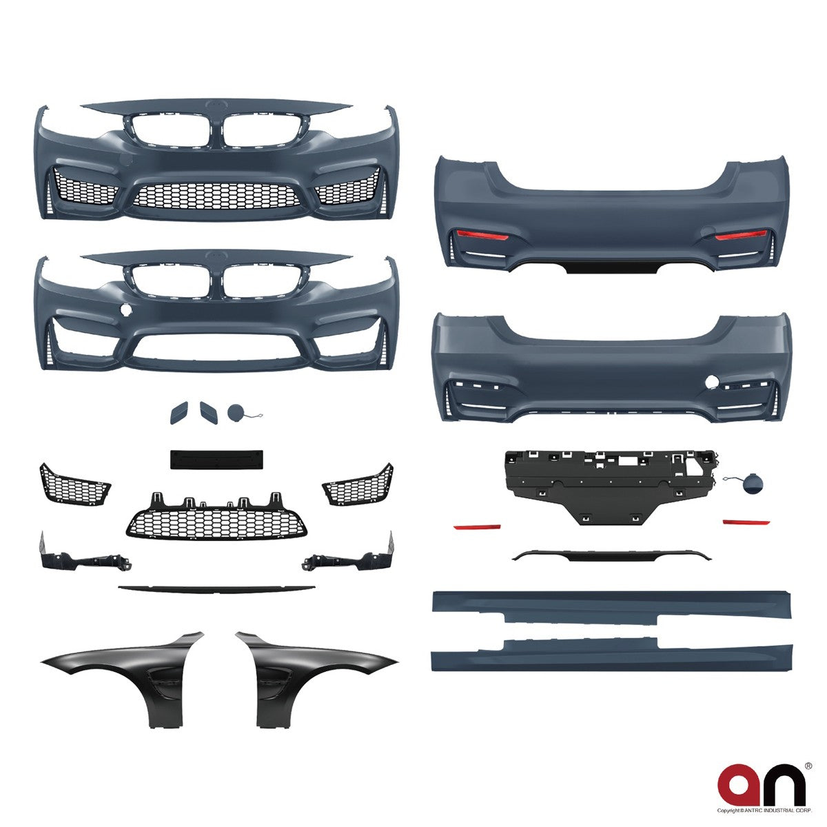 Bodykit Stoßstangen-Set mit Kotflügeln passend für BMW 4er F32 F33 2013-2021