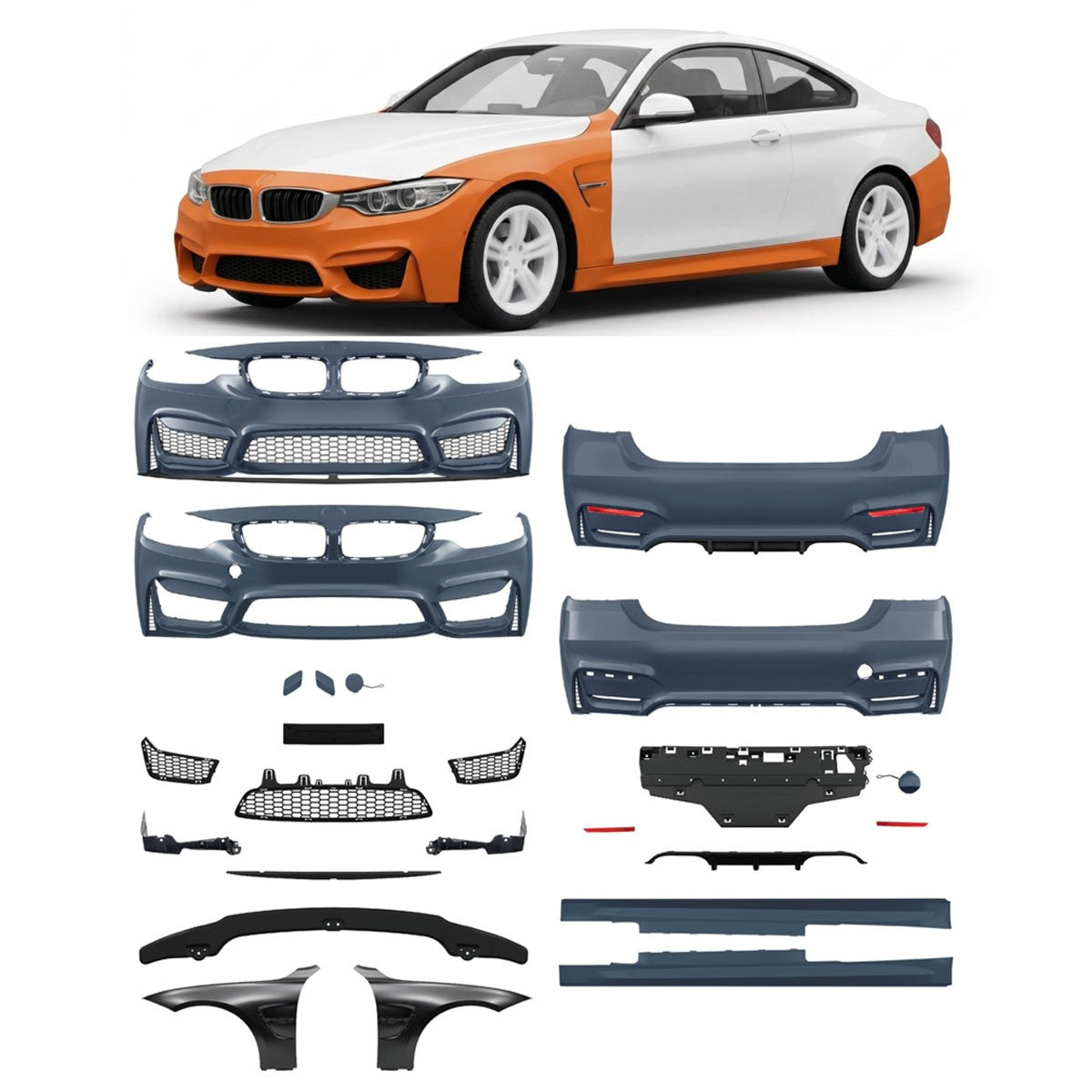 Bodykit Stoßstangen-Set mit Kotflügeln passend für BMW 4er F32 F33 2013-2021