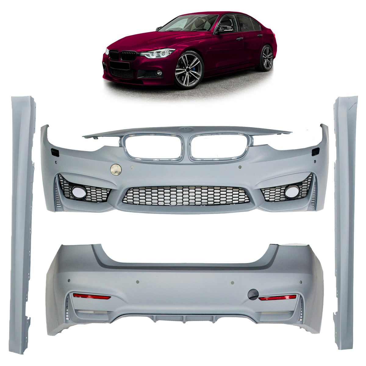Bodykit Stoßstangen Set mit PDC und SRA passend für BMW 3 (F30) Limousine 2012-2018
