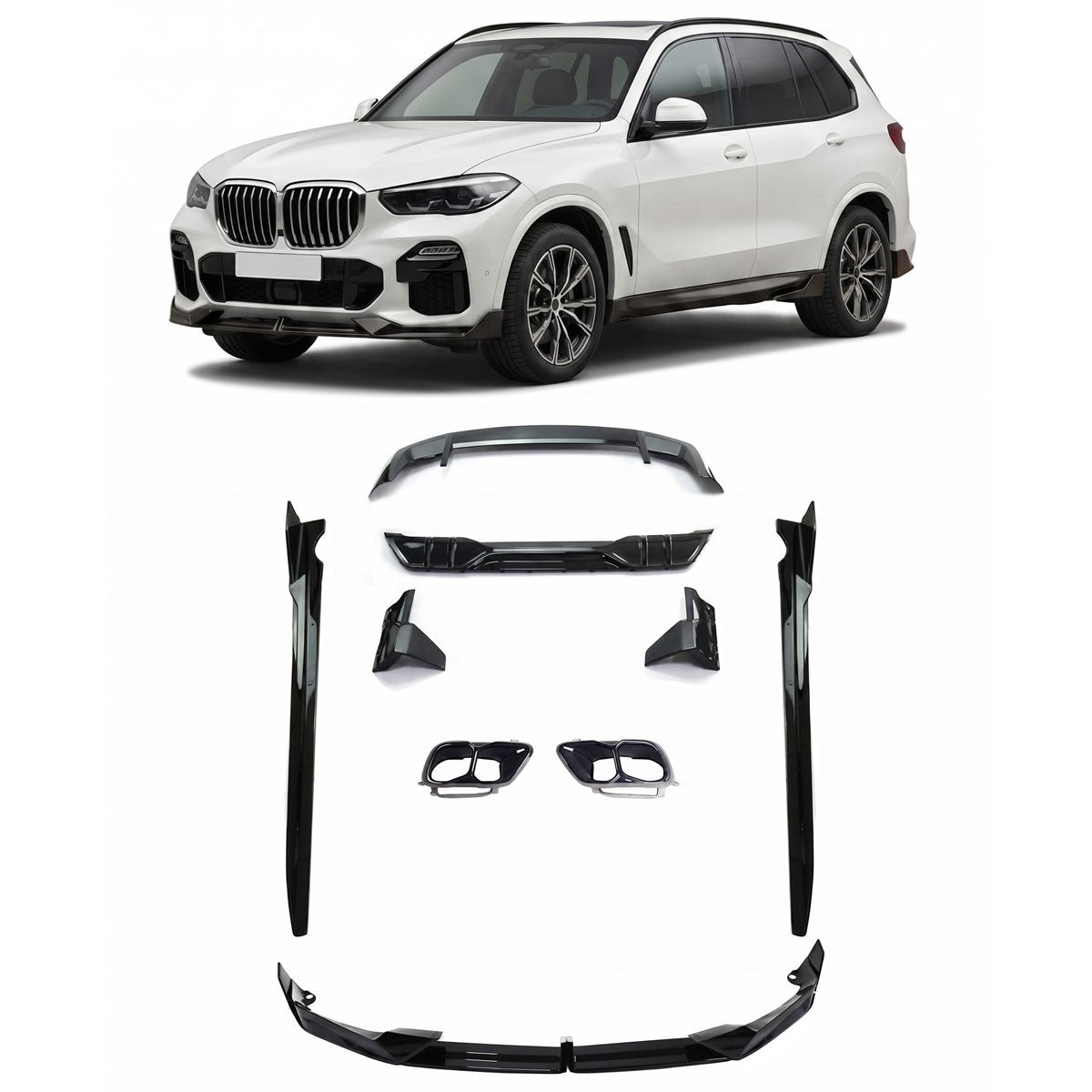 Hochglanz Schwarz Aero Bodykit passend für BMW X5 (G05) LCI 2023-heute