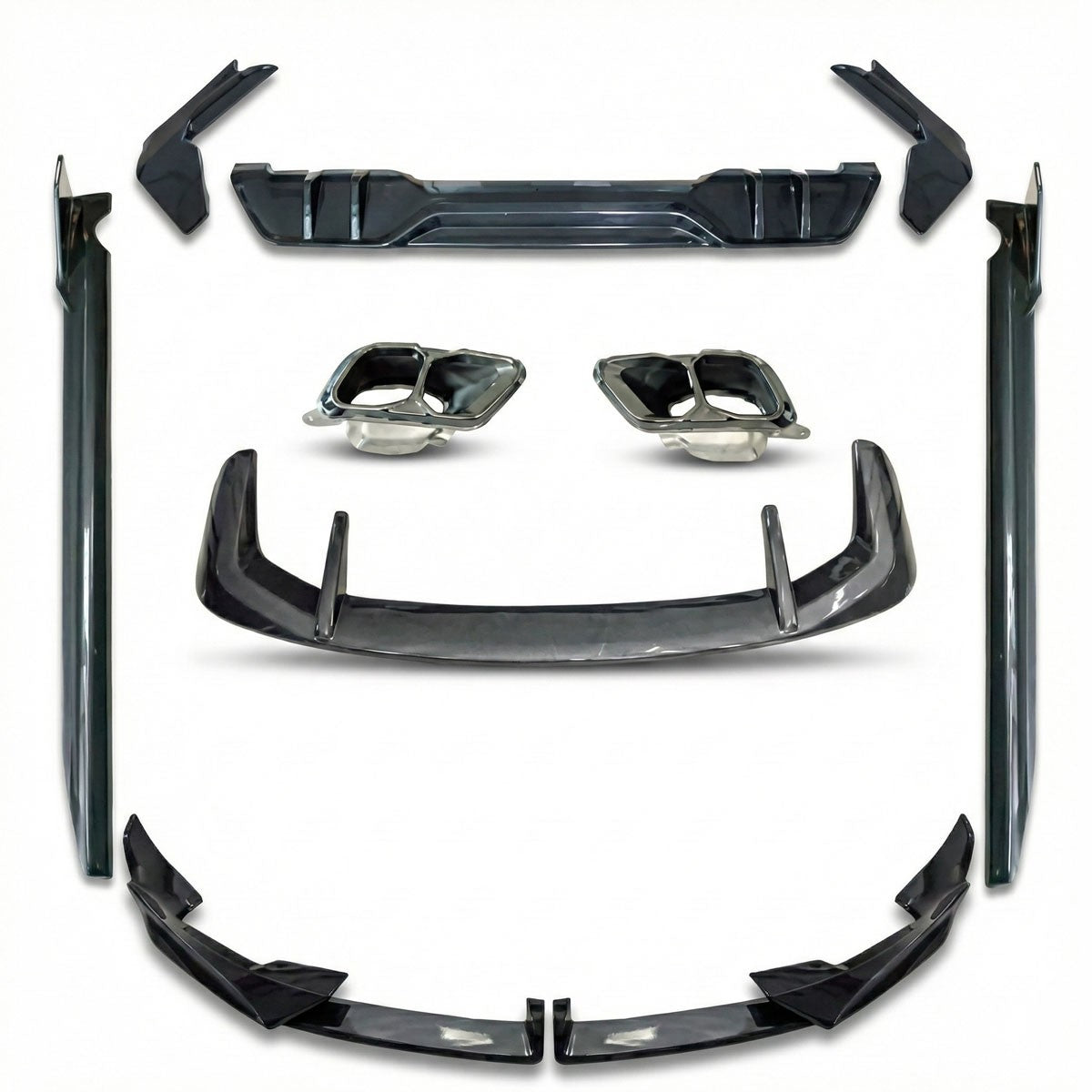 Carbon-Optik Aero Bodykit mit schwarzen Endrohren passend für BMW X5 G05 2023-