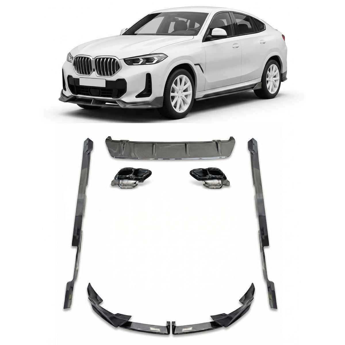 Bodykit Aero Set Carbon-Optik passend für BMW X6 (G06) LCI 2023-heute