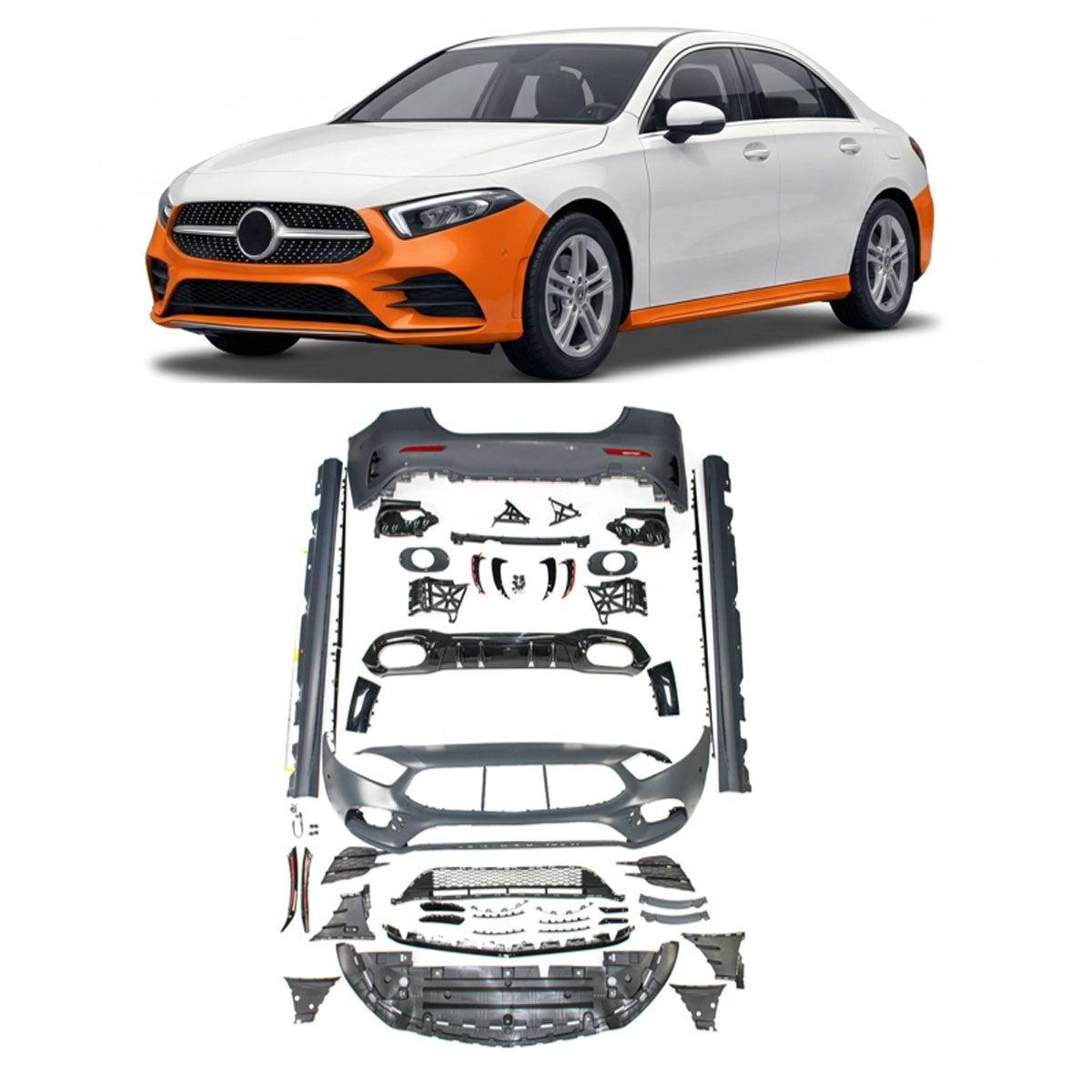 Karosserie-Kit Stoßstangen-Set PDC passend für Mercedes A-Klasse V177 Limousine 2019-heute
