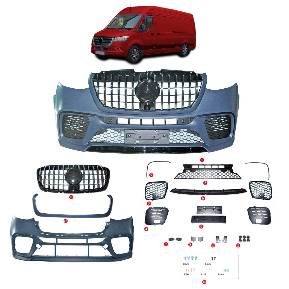 Komplett-Karosserie-Kit passend für Mercedes Sprinter W907 2018-heute (5932mm)