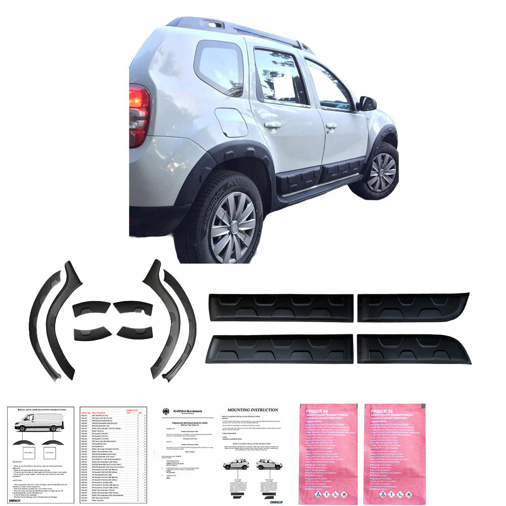 BK12.015 - Body Kit passend für Dacia Duster Serie 1 2010-2017 (Offroad) (ohne Duster-Markierung) Matt Schwarz