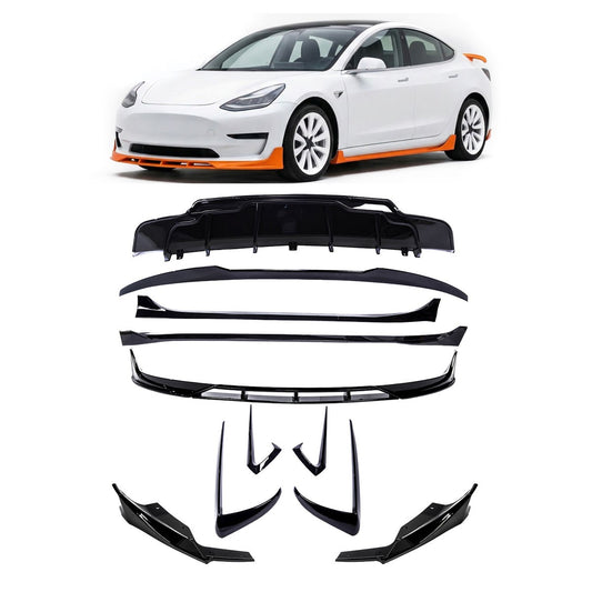 Bodykit Stoßstangen-Set Hochglanz Schwarz passend für Tesla Model 3 2018-2023