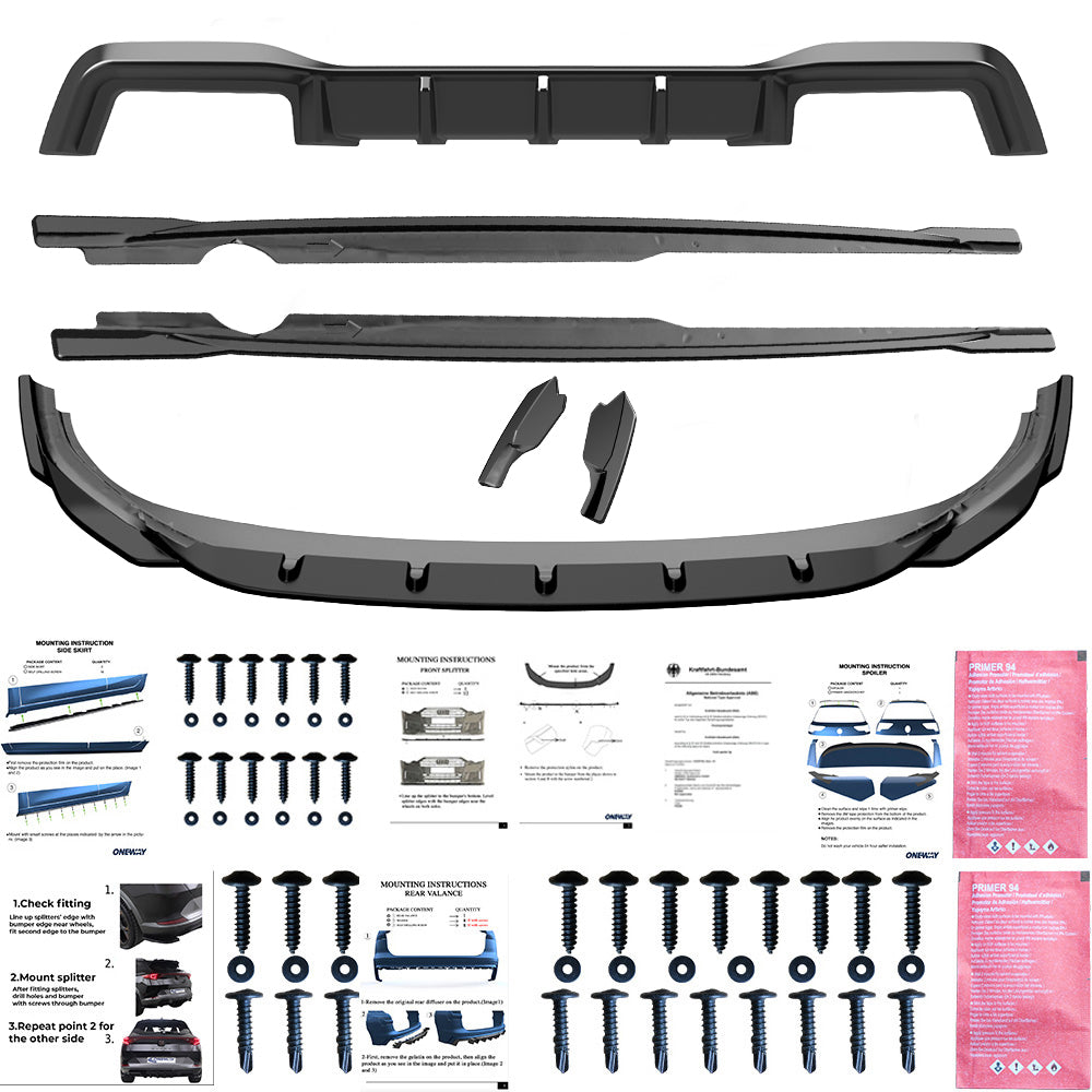 BK12.024 - Bodykit passend für VW Golf Mk8 R 2020-2024 Hochglanz Schwarz