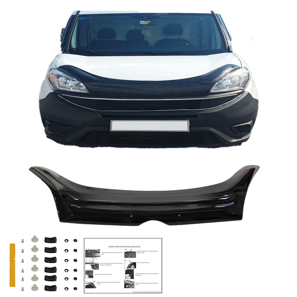 BP04.016 - Motorhaubenschutz passend für FIAT Doblo 2. Generation Facelift 2015-2020 Hochglanz Schwarz