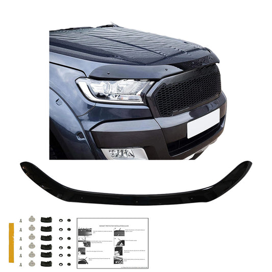 Motorhaubenschutz passend für FORD Ranger T7-T8 2015-2022 Hochglanz Schwarz
