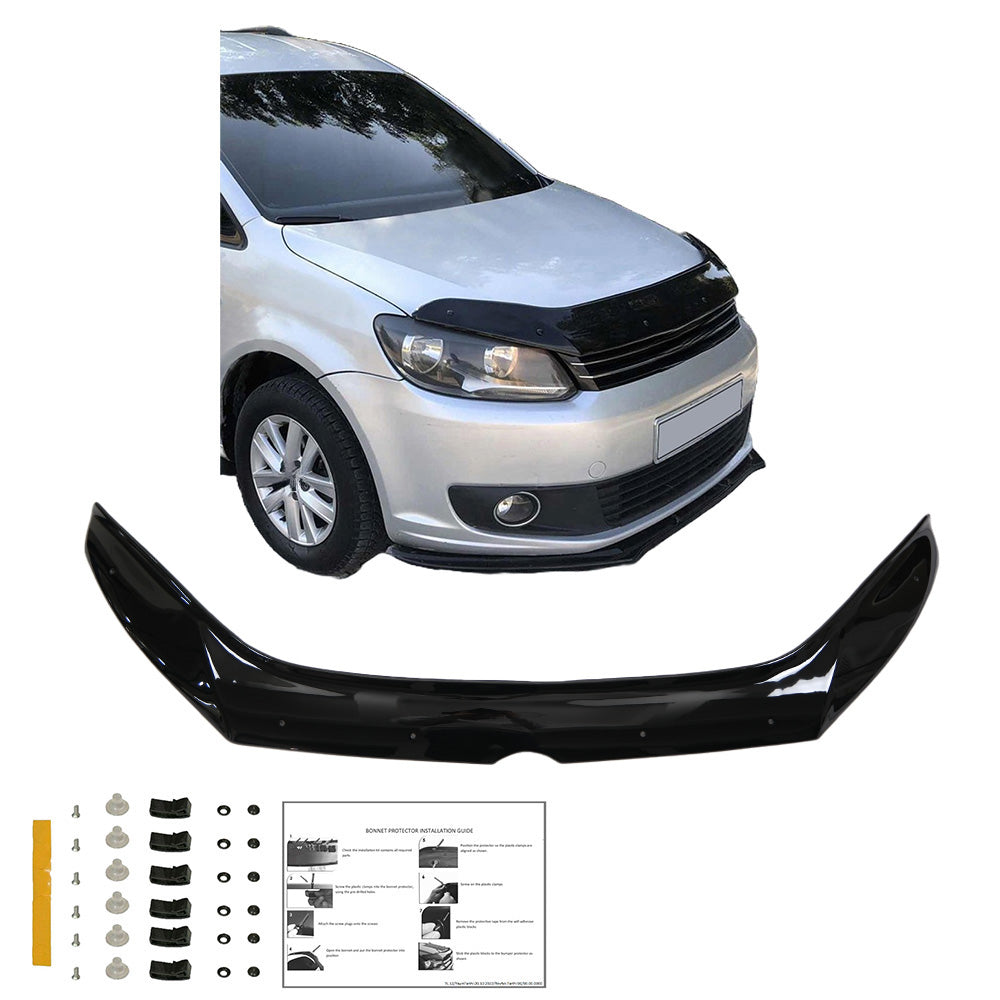 BP04.003 - Motorhaubenschutz passend für VW Caddy MK3 Facelift 2010-2015 Hochglanz Schwarz