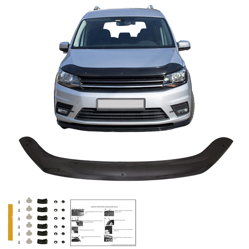 BP04.004 - Motorhaubenschutz passend für VW Caddy MK4 2015-2021 Hochglanz Schwarz