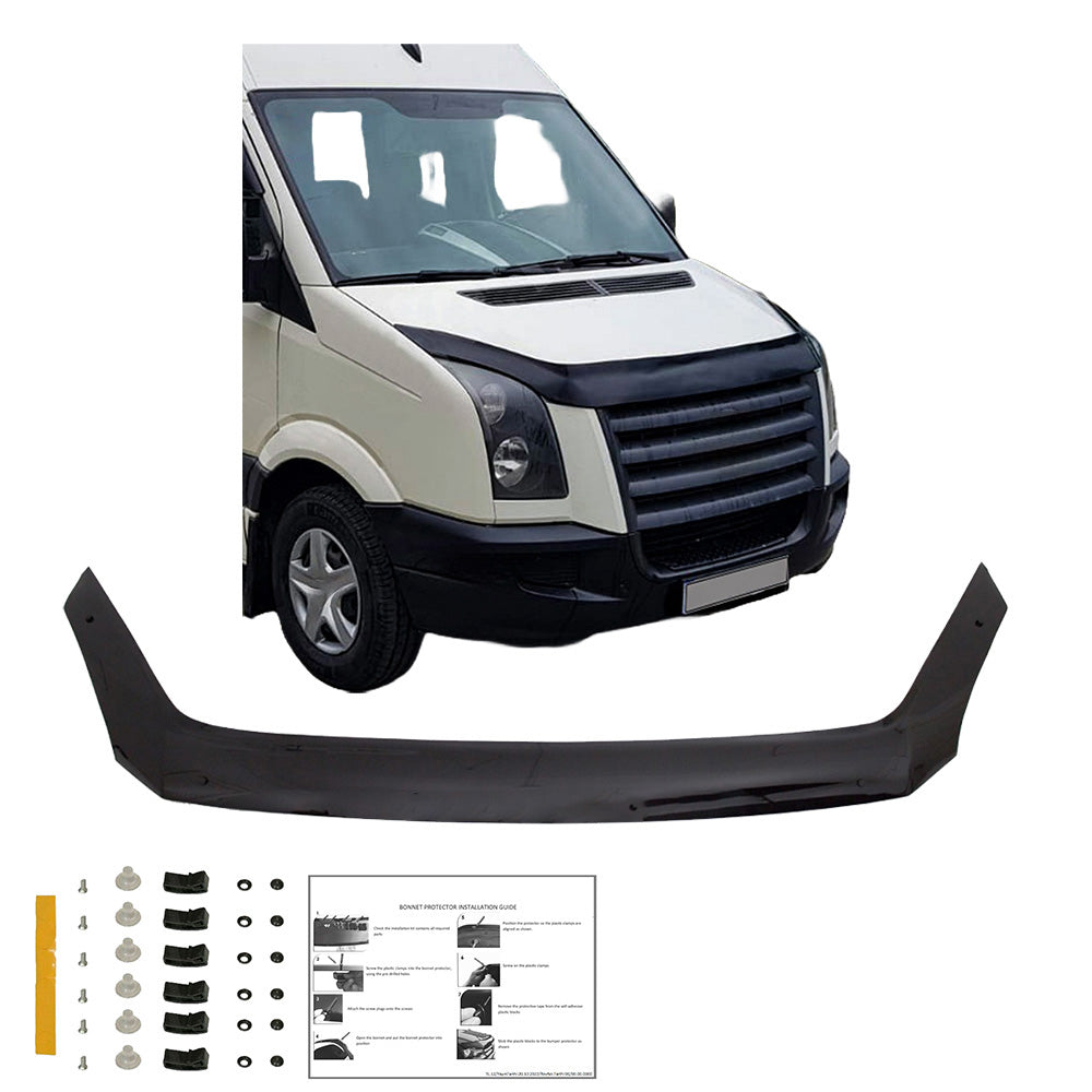 BP04.008 - Motorhaubenschutz passend für VW Crafter MK1-MK1 Facelift 2006-2016 Hochglanz Schwarz