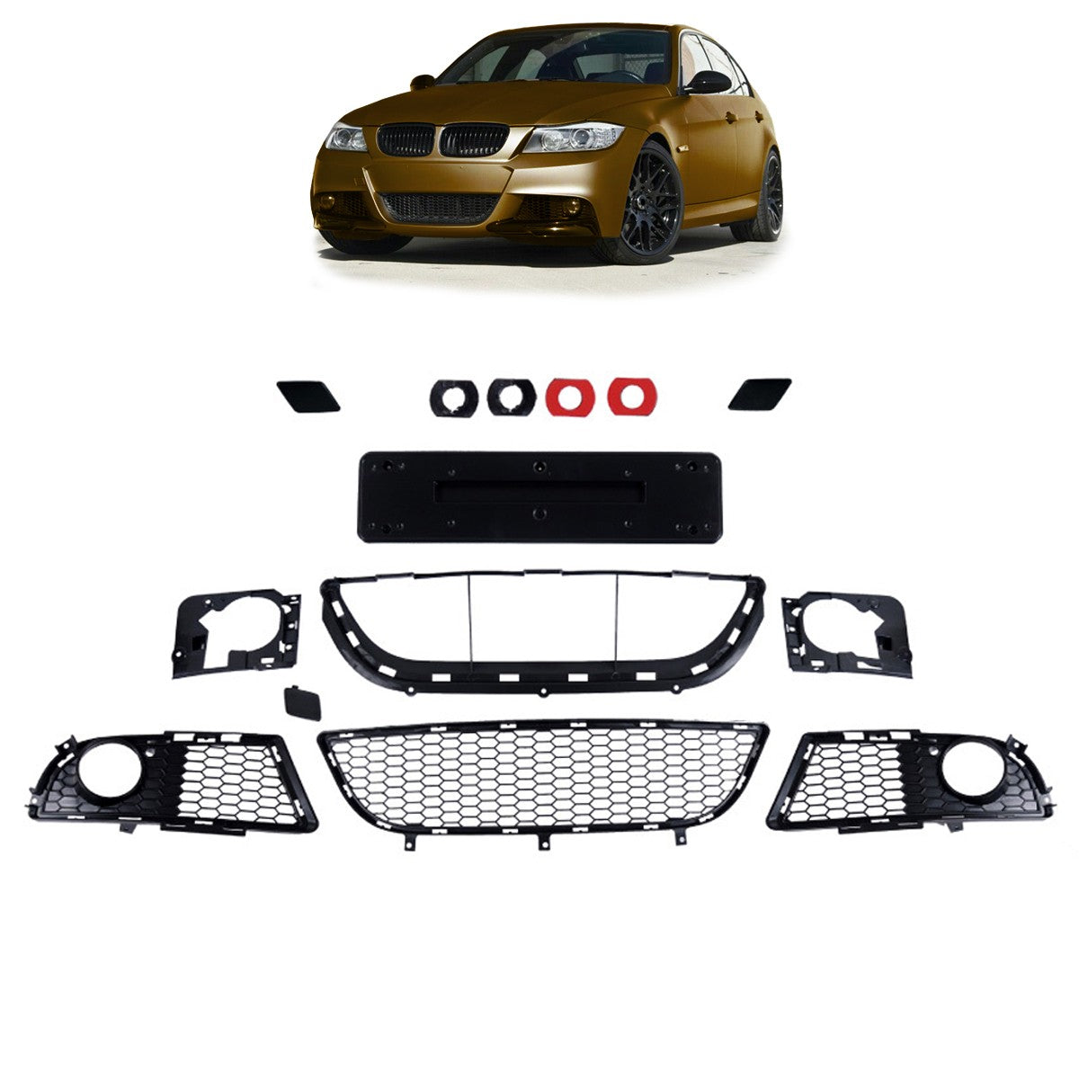 Front Sportstoßstange Zubehörset passend für BMW 3er E90 E91 2008-2011