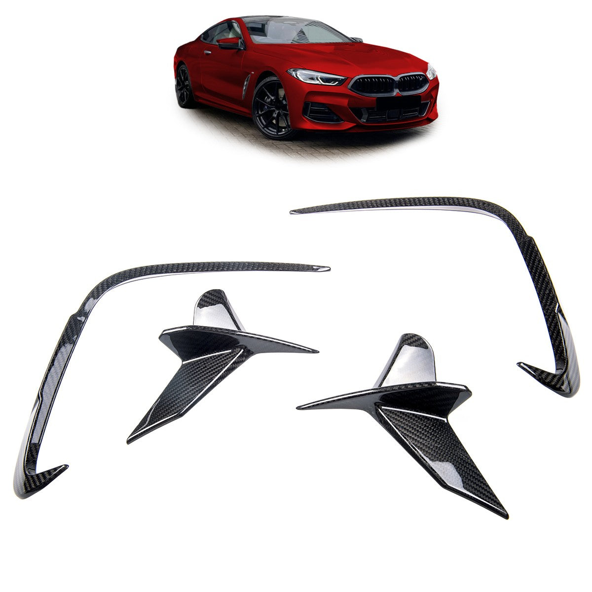 Heckstoßstange Seitensplitter Carbon passend für BMW 8er 2018-2022