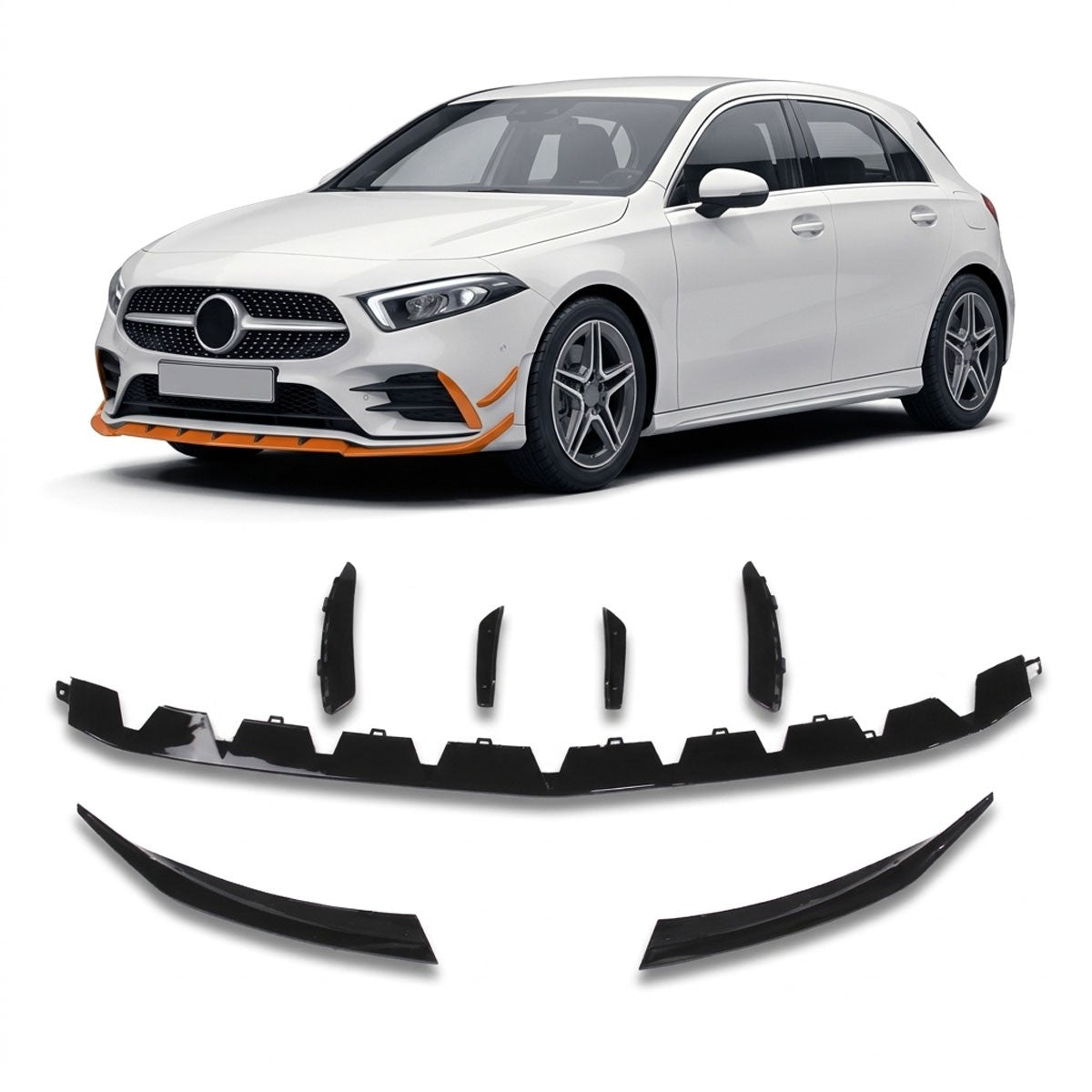 Frontspoiler Hochglanz Schwarz passend für Mercedes A-Klasse W177 V177 2018-2023