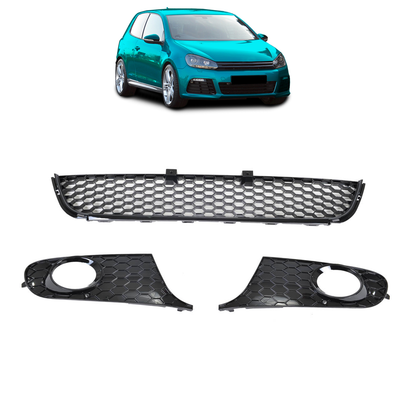 Frontstoßstange Gittereinsätze Hochglanz Schwarz passend für VW Golf 6 2008-2012