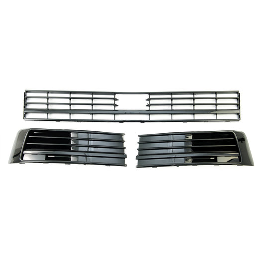 Frontstoßstangen Gitter Set Hochglanz Schwarz passend für VW Transporter T6 2015-2020