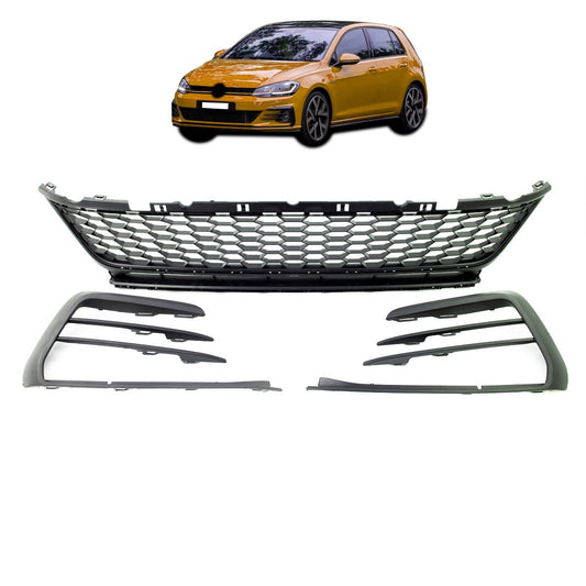 Stoßstangen Grill & Nebelscheinwerfer Gehäuse Hochglanz Schwarz passend für VW Golf 7.5 2017-2021