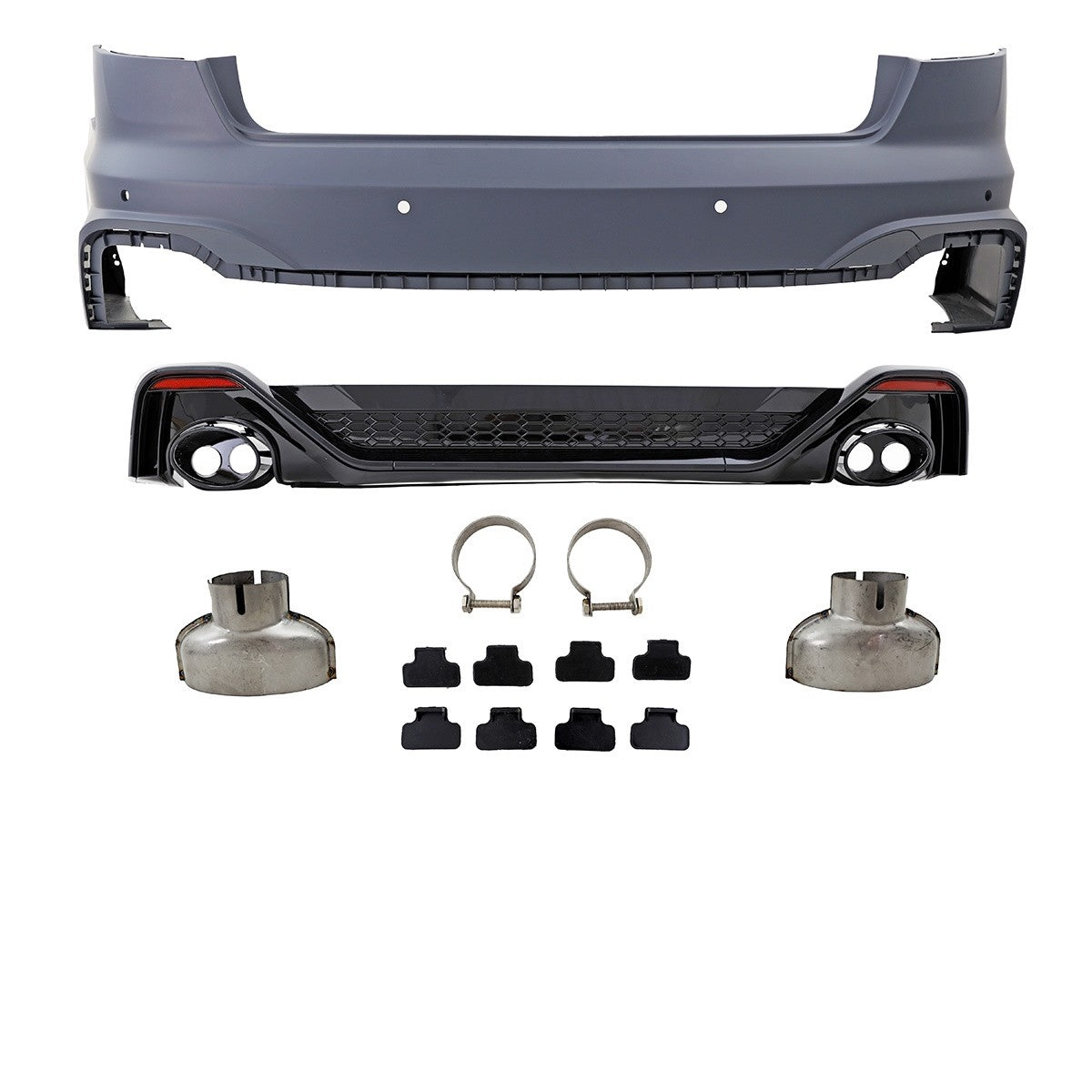 Heckstoßstange PDC Diffusor Auspuffendrohre passend für Audi A4 B9 8W Limousine 2020-2024