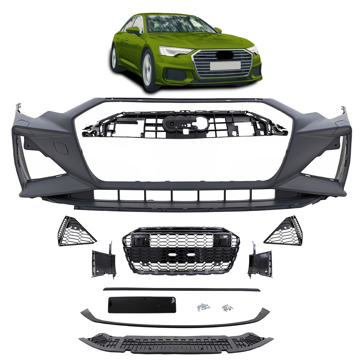 Frontstoßstange und Grill grundiert passend für Audi A6 C8 (4A) 2019-2023