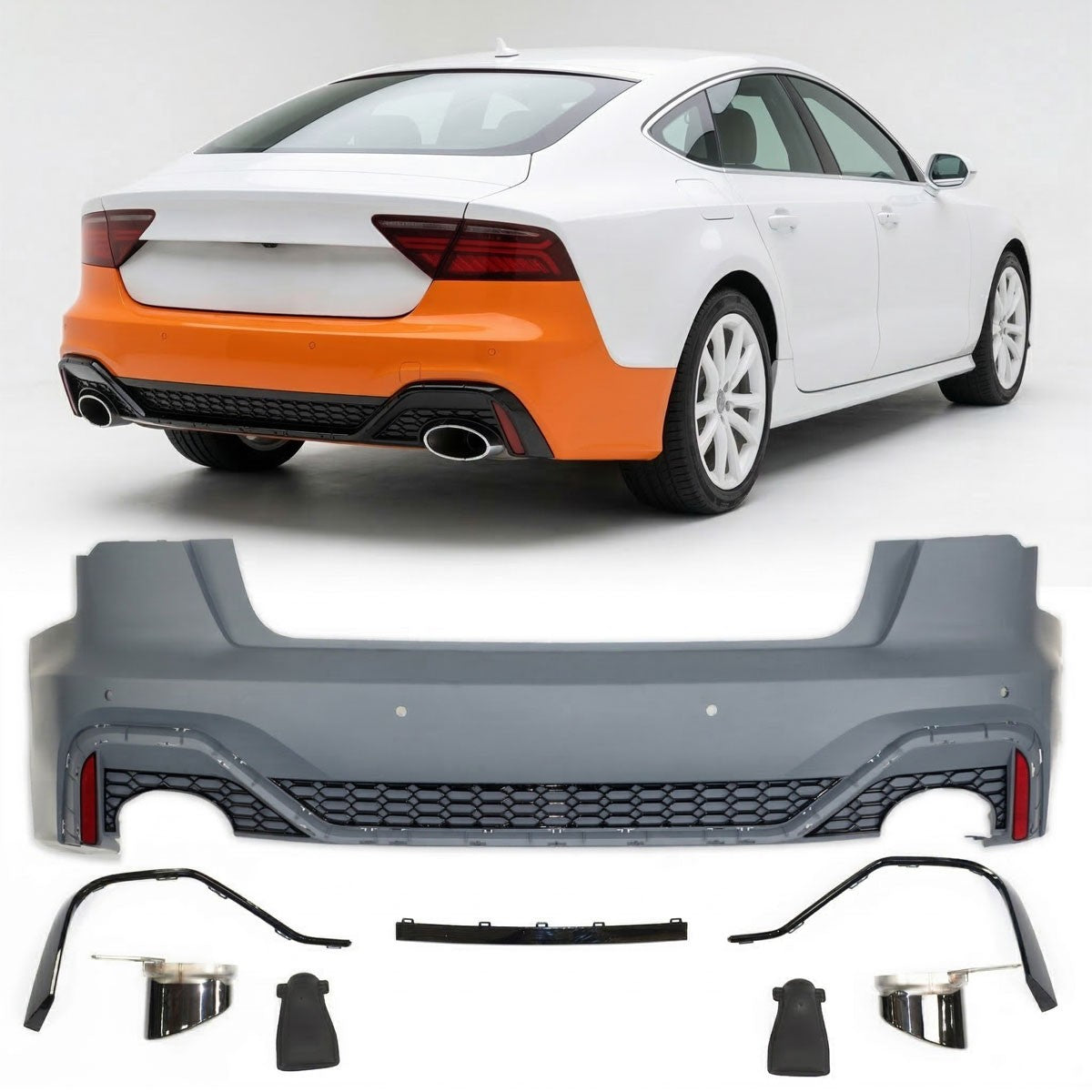 Sport Heckstoßstange mit Diffusor & Rohren passend für Audi A7 (4K) 2019-2023