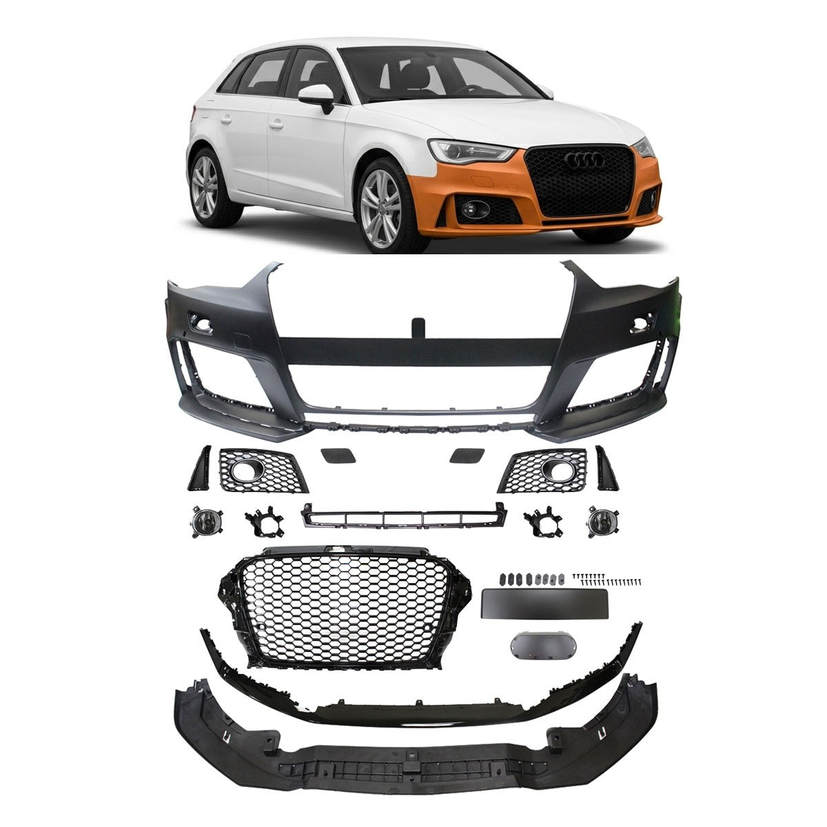 Frontstoßstange mit Kühlergrill & Nebelscheinwerfer passend für Audi A3 8V 2012-2015