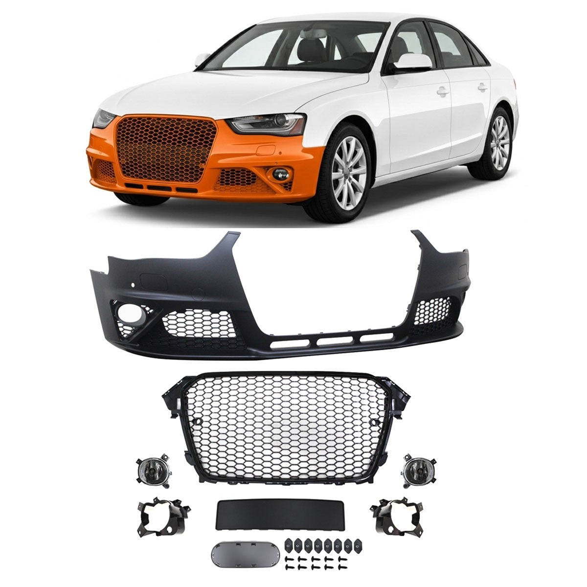 Frontstoßstange mit Kühlergrill Nebelscheinwerfer PDC SRA passend für Audi A4 B8 2011-2015