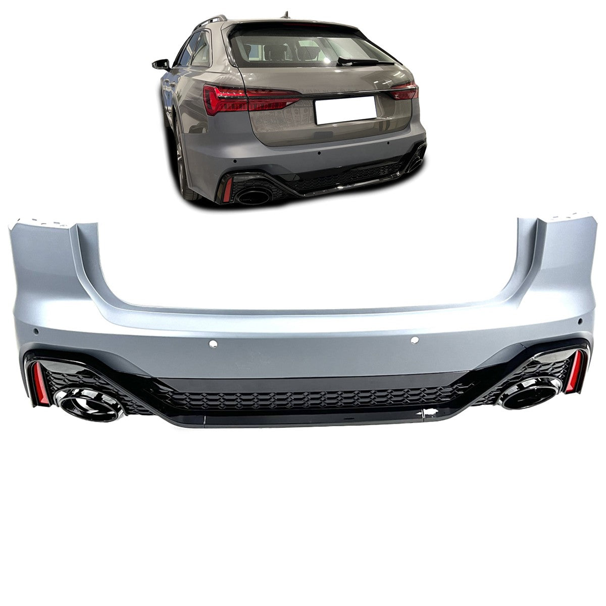 Heckstoßstange mit PDC & Endrohren passend für Audi A6 C8 4A Allroad 2018-2024