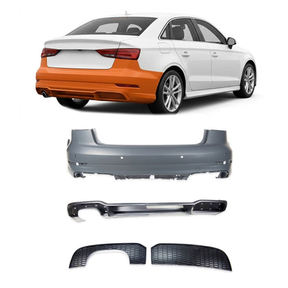 Heckstoßstange mit PDC & Diffusor passend für Audi A3 8V Limousine 2016-2019