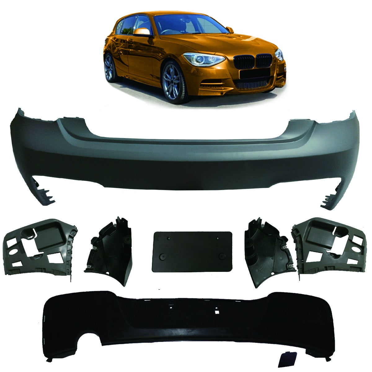 Heckstoßstange mit Diffusor passend für BMW 1er (F20, F21) 2011-2015