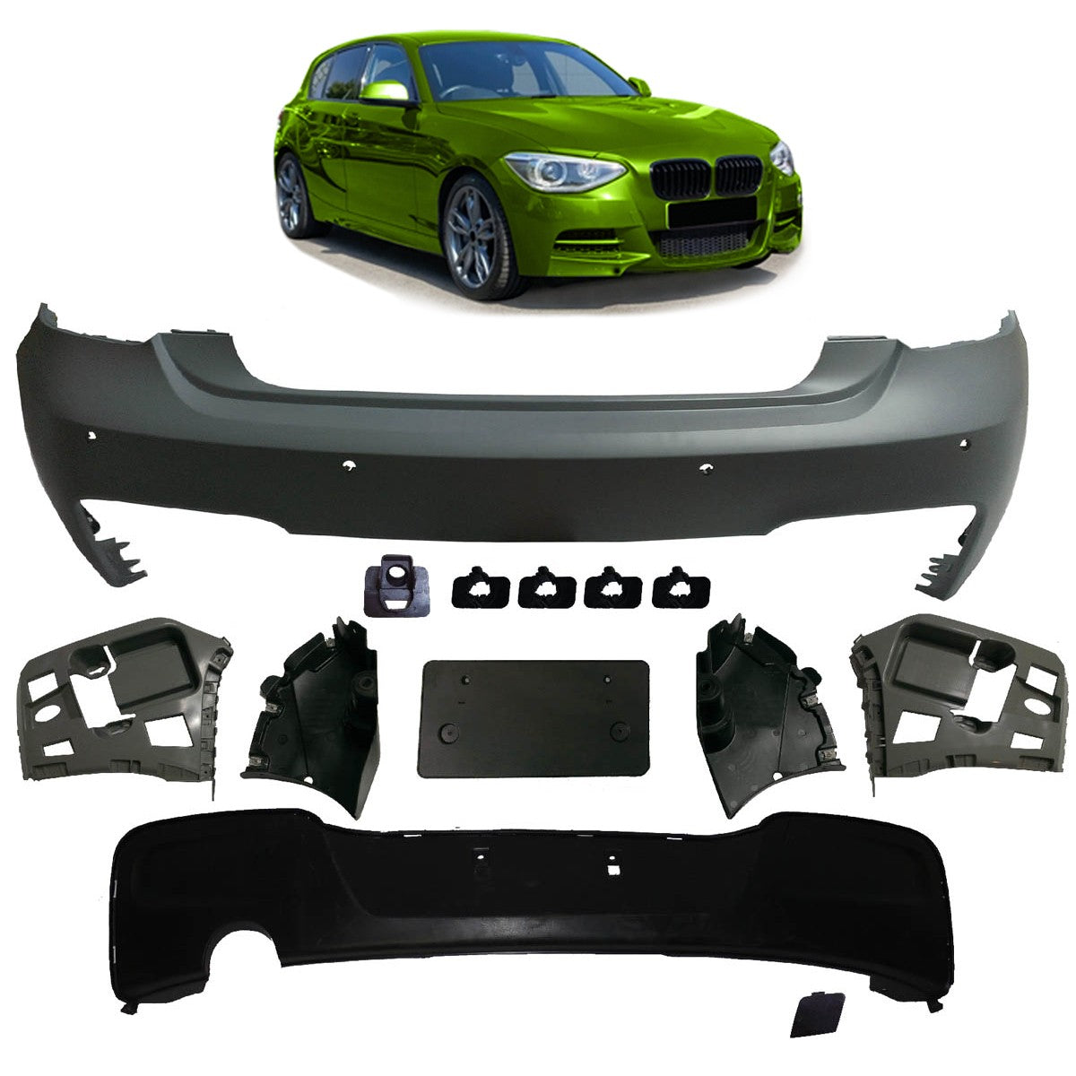 Heckstoßstange mit PDC & Diffusor passend für BMW 1er F20 F21 2011-2015