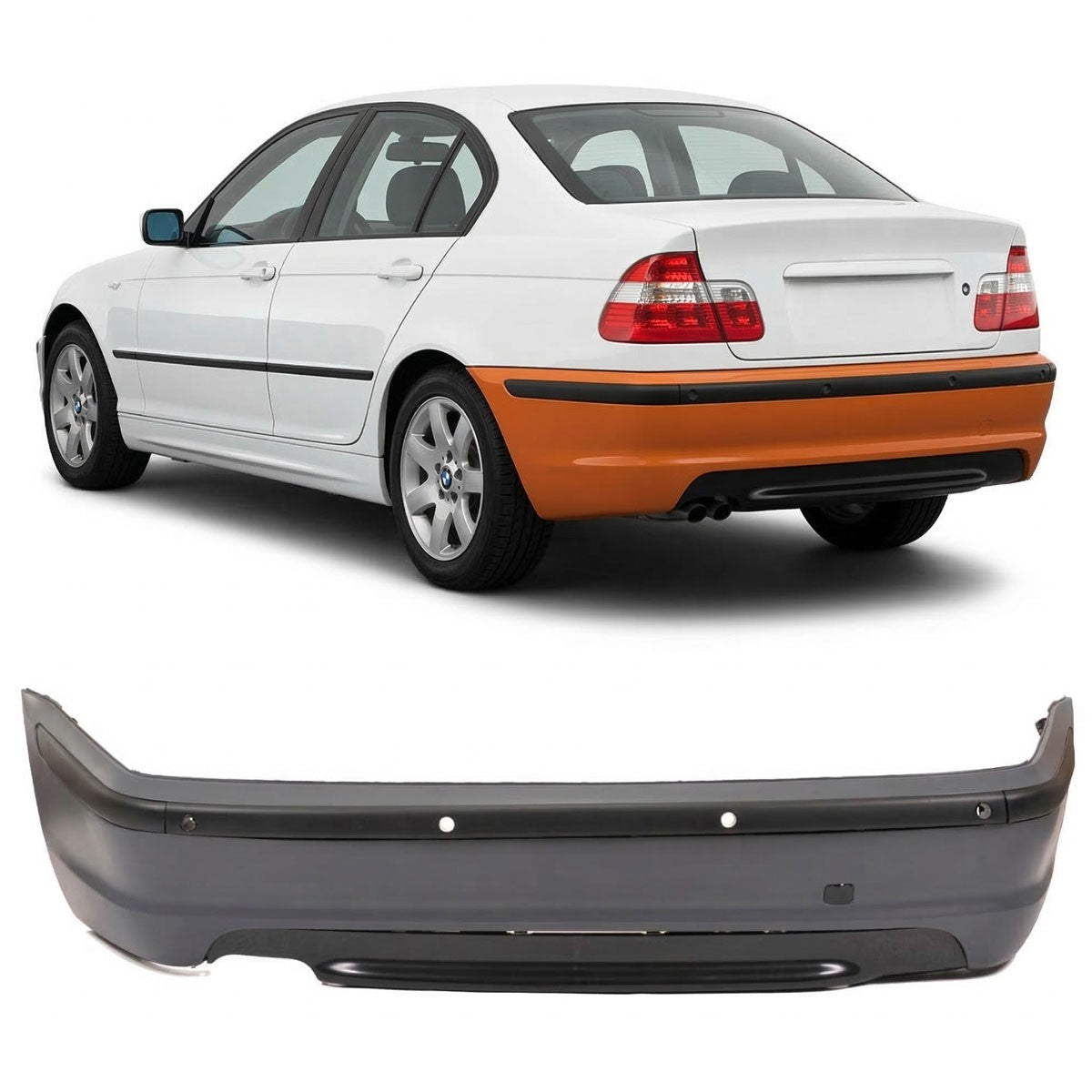 Heckstoßstange mit PDC Diffusor passend für BMW 3er E46 Limousine 1998-2005