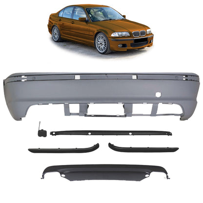 Sport Heckstoßstange mit PDC & Diffusor passend für BMW 3er (E46) Limousine 1998-2005