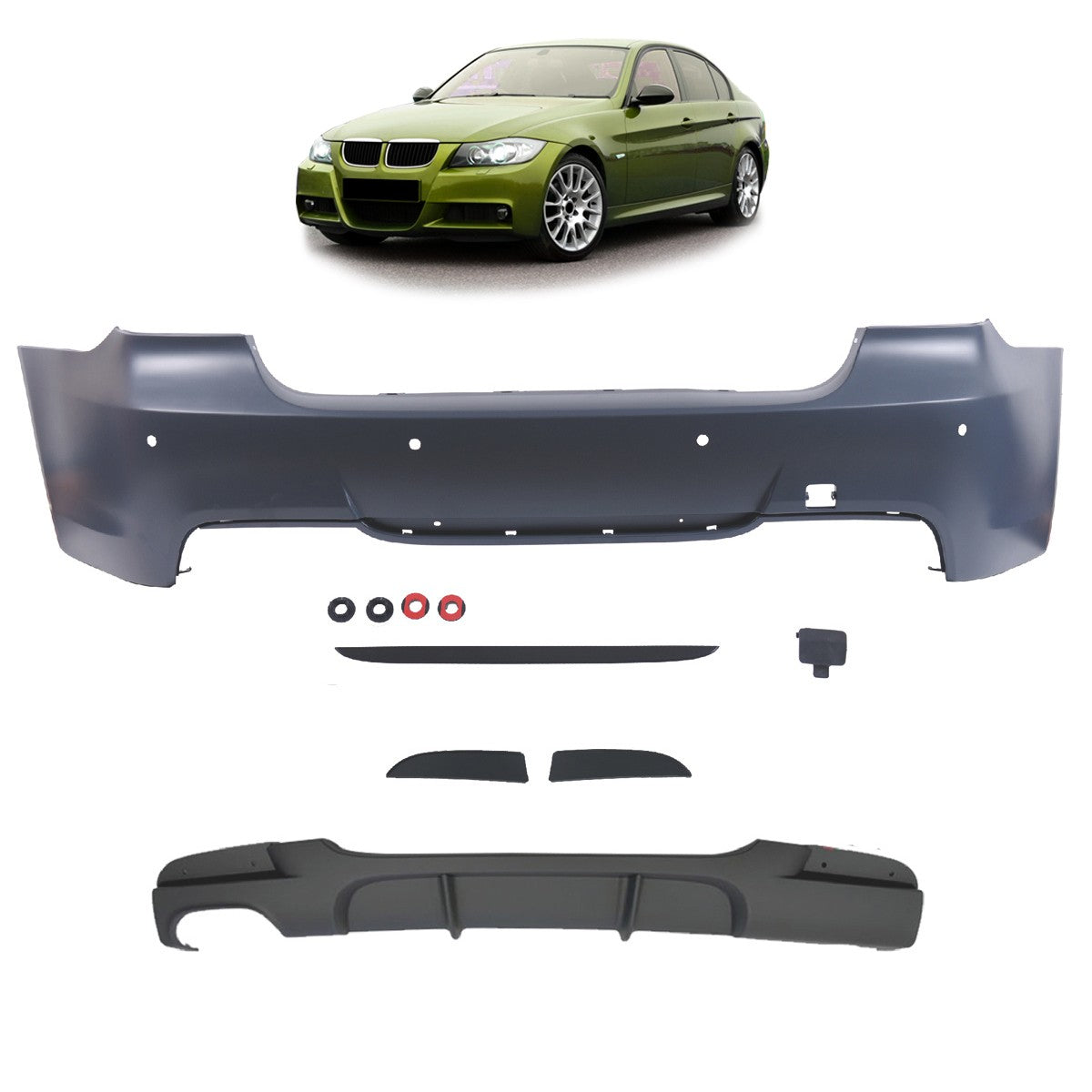 Heckstoßstange mit Diffusor passend für BMW 3er E90 Limousine 2005-2011