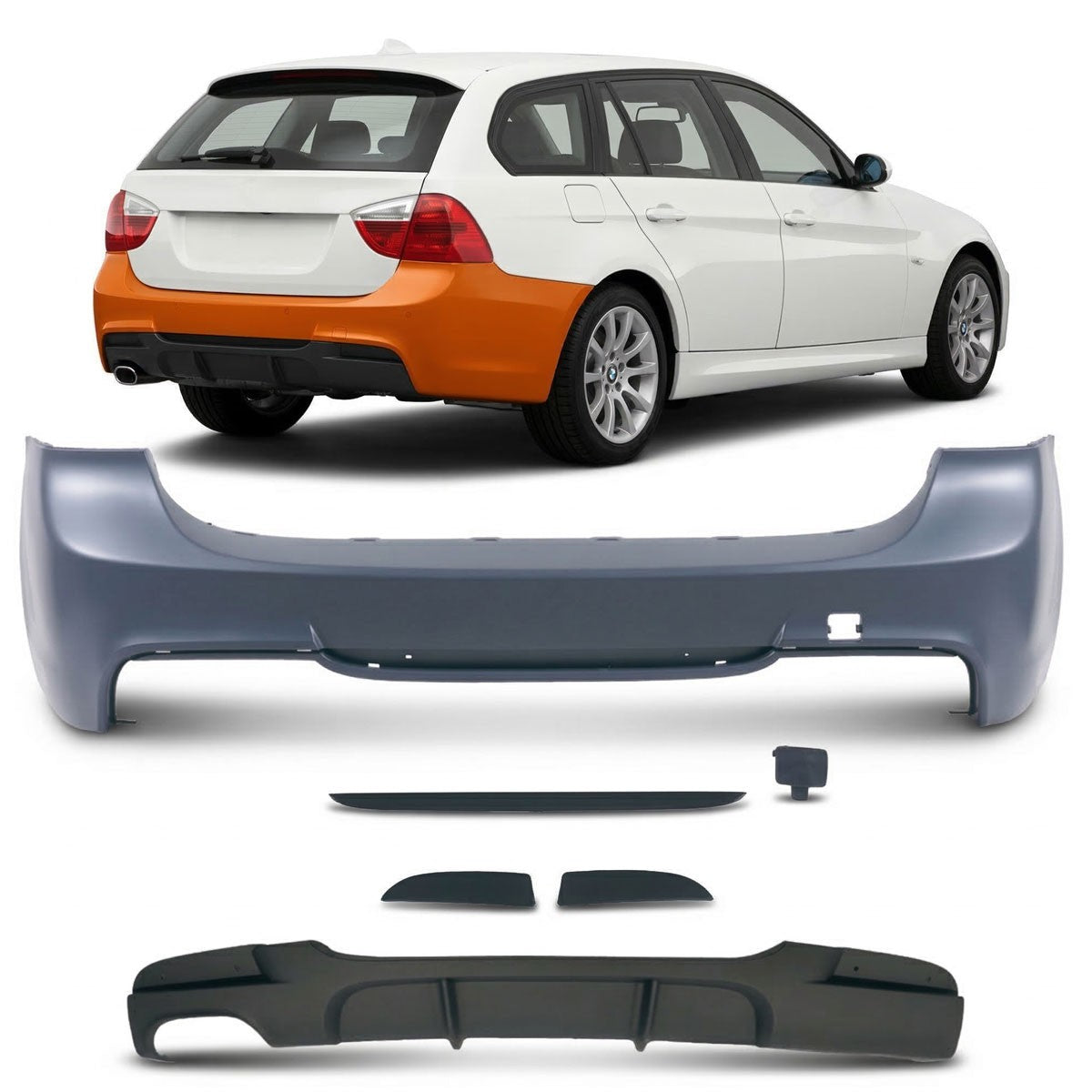 Heckstoßstange mit Diffusor passend für BMW 3er E91 Touring 2005-2011