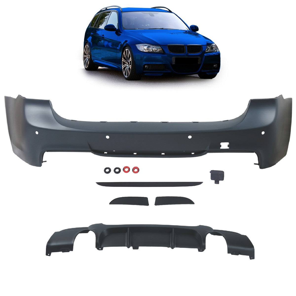 Heckstoßstange mit Diffusor passend für BMW 3er E91 Touring 2005-2011