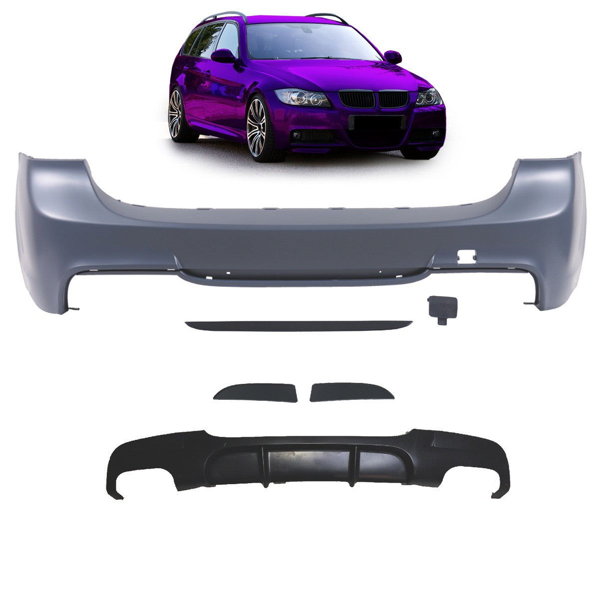 Heckstoßstange mit Diffusor passend für BMW 3er E91 Touring 2005-2011
