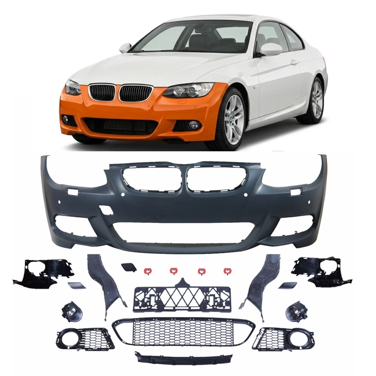 Sport Frontstoßstange mit PDC SRA Nebelscheinwerfern passend für BMW 3er E92 E93 10-13