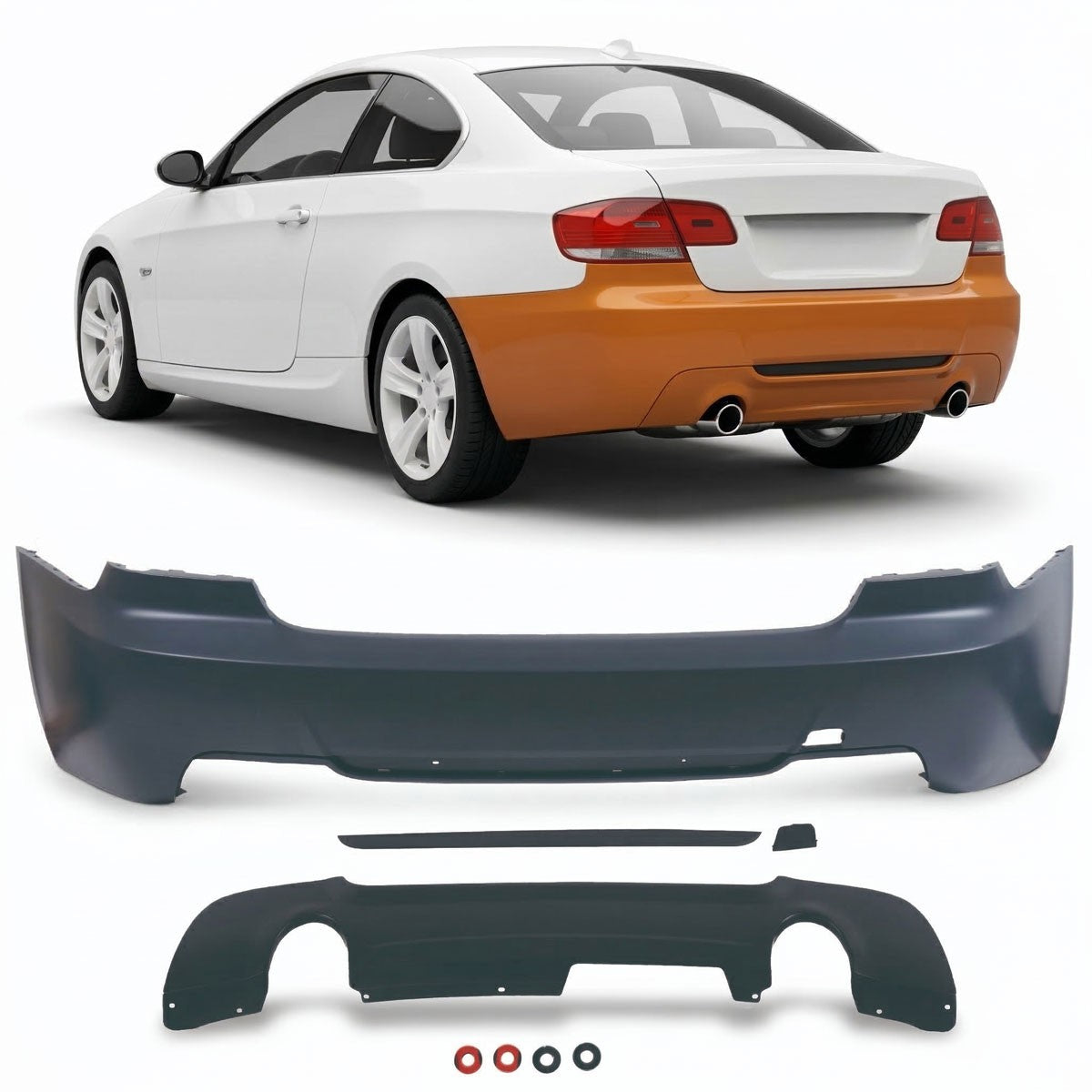 Sport-Heckstoßstange mit Diffusor passend für BMW 3er E92 E93 2006-2013
