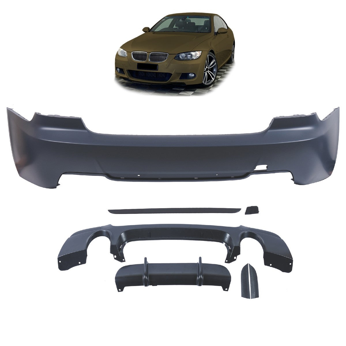 Sport-Heckstoßstange mit Diffusor passend für BMW 3er E92 E93 2006-2013