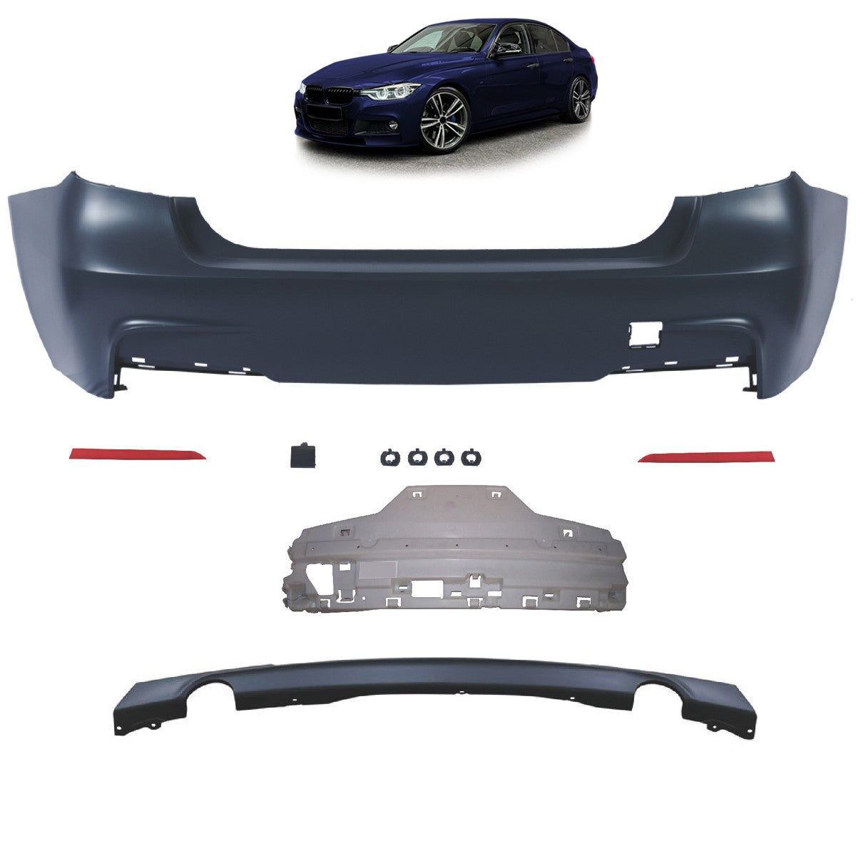 Heckstoßstange Sport mit Diffusor passend für BMW 3 (F30) Limousine 2011-2018
