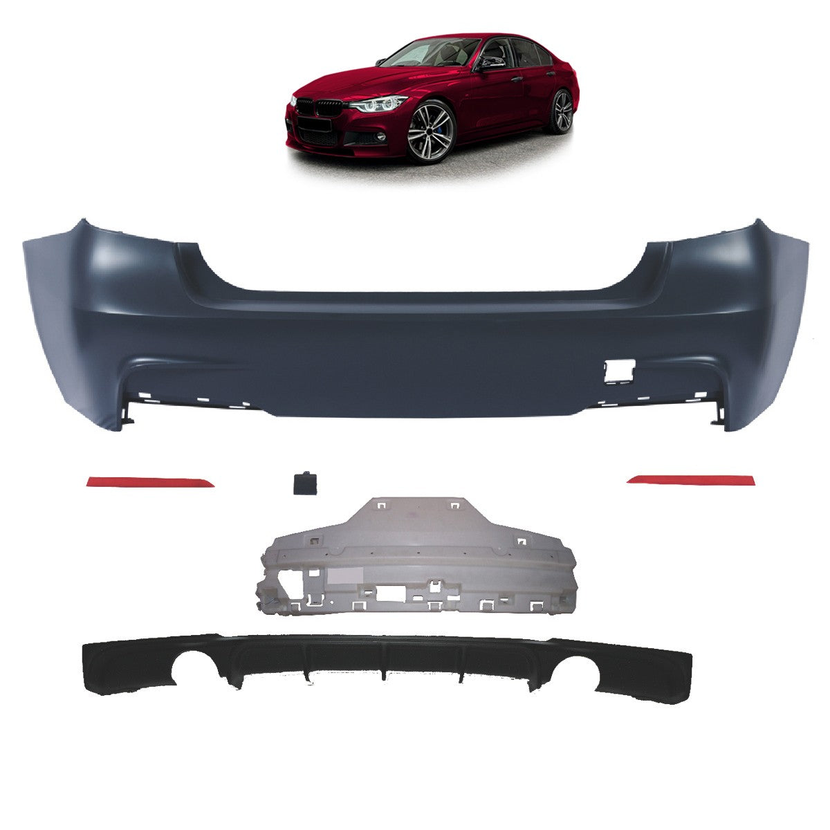 Heckstoßstange Sport mit Diffusor passend für BMW 3 (F30) Limousine 2011-2018