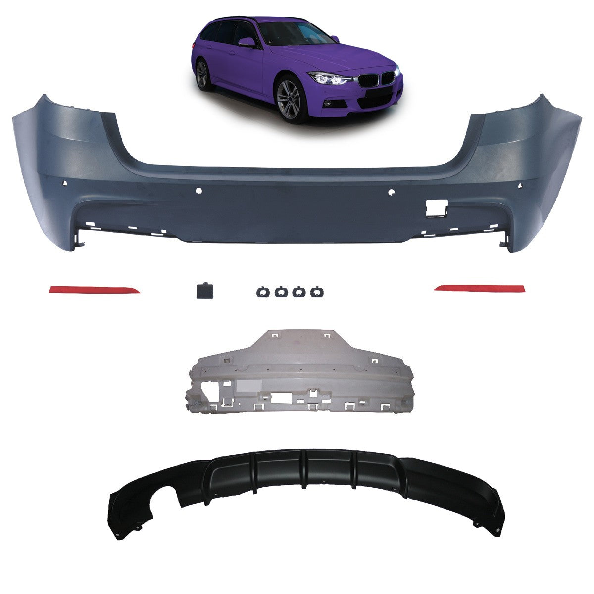 Heckstoßstange mit Diffusor passend für BMW 3er F31 Touring 2011-2018