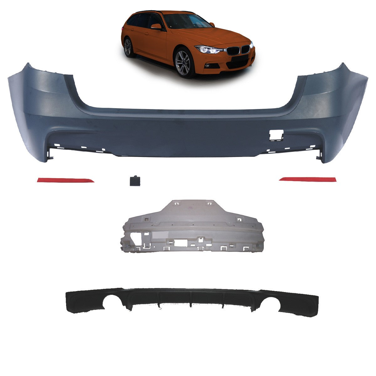 Sportheckstoßstange mit Diffusor passend für BMW 3er (F31) Touring 2011-2018
