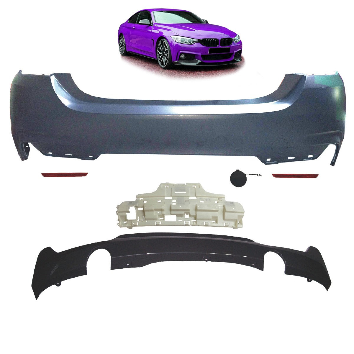 Sport-Heckstoßstange mit Diffusor passend für BMW 4er F32 F33 2013-2020