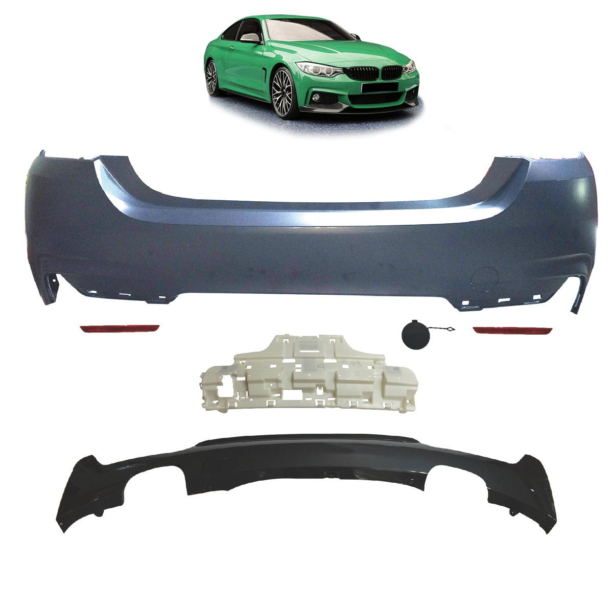 Sport-Heckstoßstange mit Diffusor passend für BMW 4er F32 F33 2013-2020