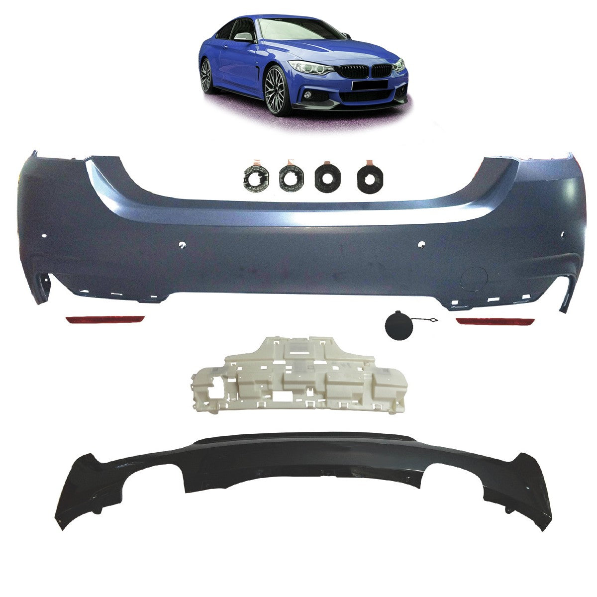 Sport-Heckstoßstange mit Diffusor passend für BMW 4er F32 F33 2013-2020