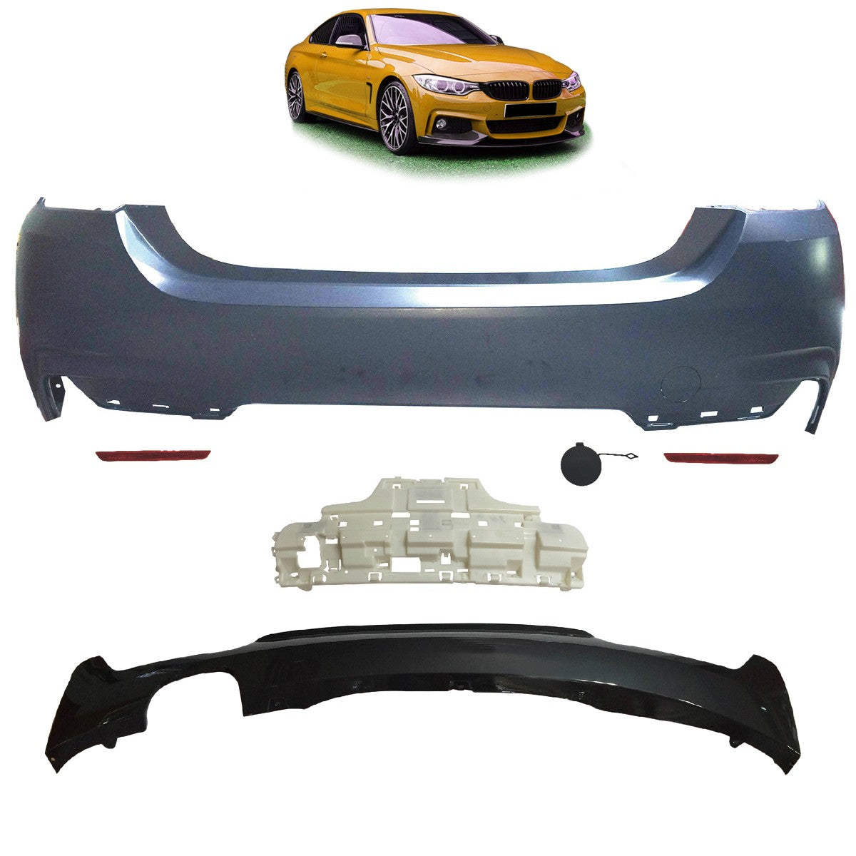 Sport-Heckstoßstange mit Diffusor passend für BMW 4er F32 F33 2013-2020