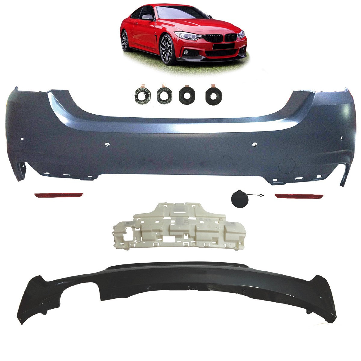 Sport-Heckstoßstange mit Diffusor passend für BMW 4er F32 F33 2013-2020